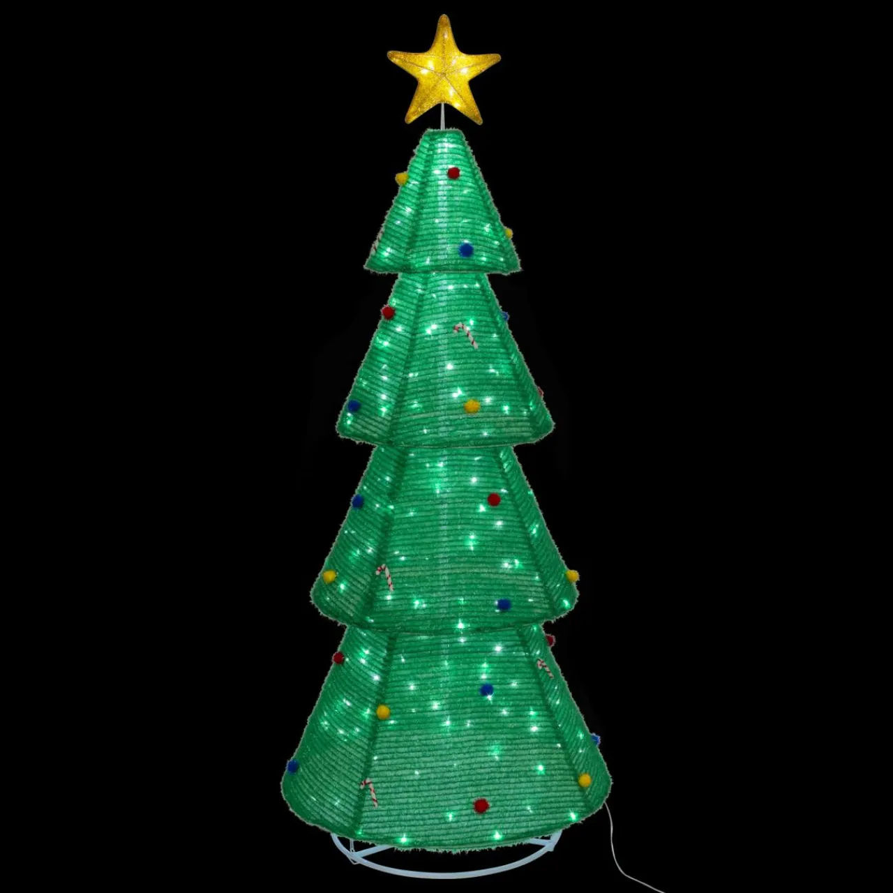 JJA Sapin de Noël lumineux 200 LED (H188 cm) Grande étoile Blanc froid Vert Clearance