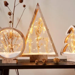 KAEMINGK Sapin de Noël lumineux à piles 40 LED (H47 cm) Wood Blanc chaud Hot