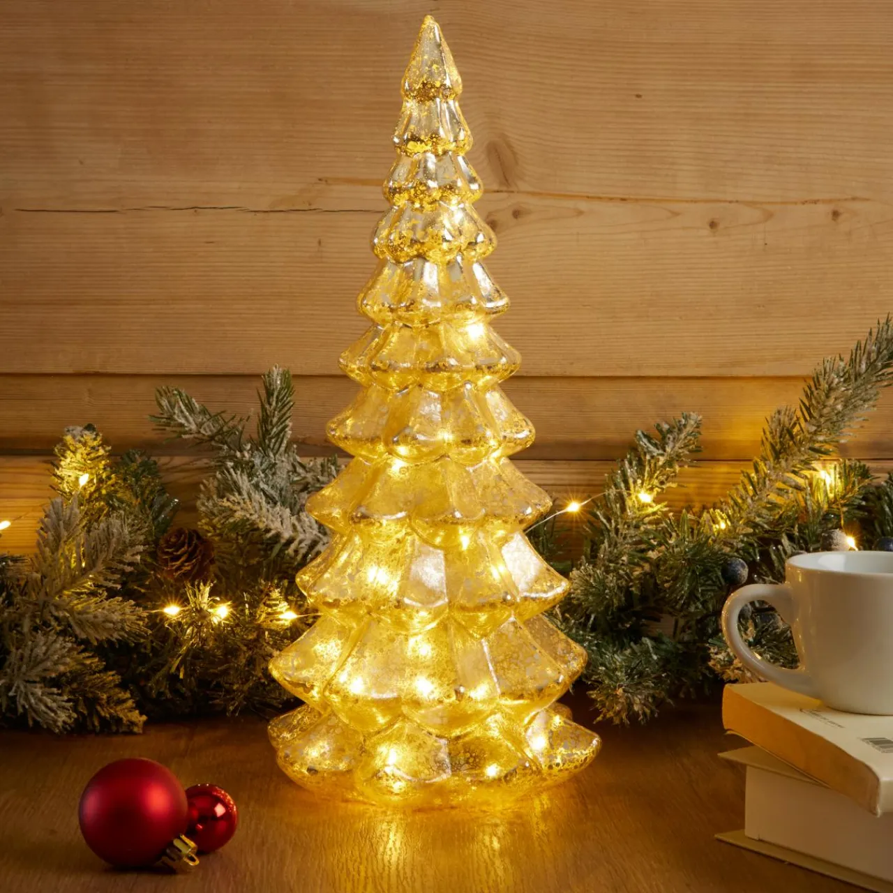 KAEMINGK Sapin de Noël lumineux à piles 20 LED (H32 cm) Eternel Or Sale