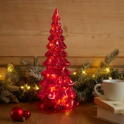KAEMINGK Sapin de Noël lumineux à piles 20 LED (H32 cm) Eternel Rouge Outlet