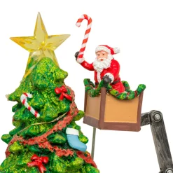 JJA Sapin de Noël musical et animé (H39 cm) Père Noël en nacelle Multicolore Clearance