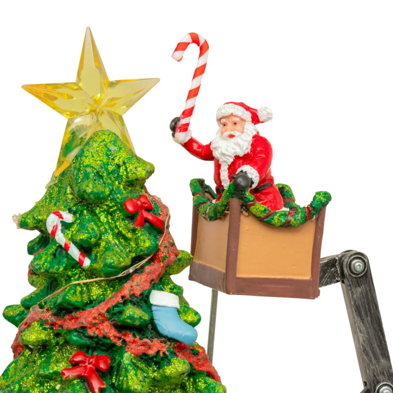 JJA Sapin de Noël musical et animé (H39 cm) Père Noël en nacelle Multicolore Clearance