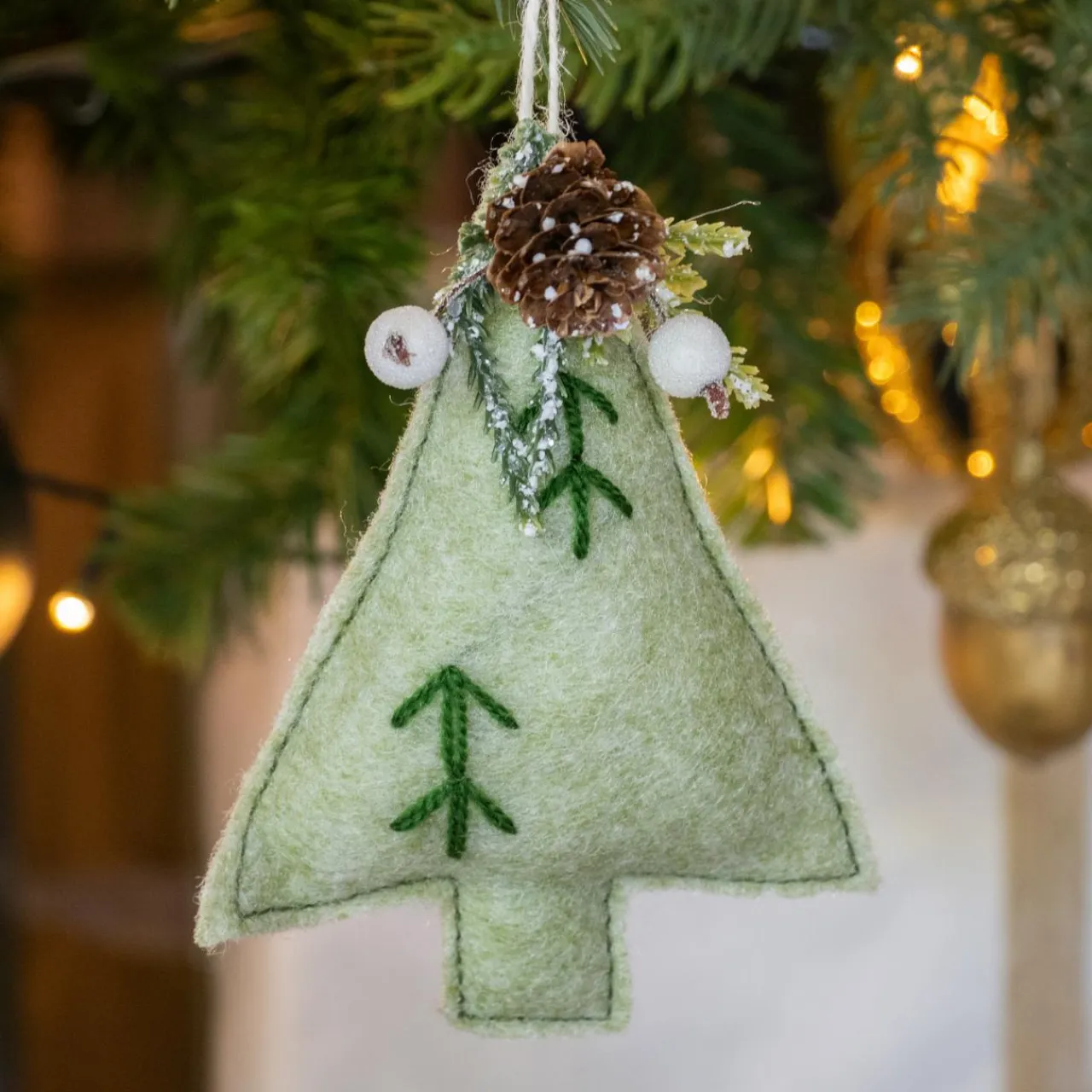 KAEMINGK Sapin en feutrine à suspendre (H13 cm) Alpin Menthe blanche Vert menthe Online
