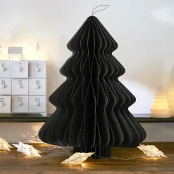 KAEMINGK Sapin en papier à suspendre (H40 cm) fermeture Magnétique Noir New
