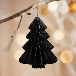 KAEMINGK Sapin en papier à suspendre (H15 cm) fermeture Magnétique Noir
