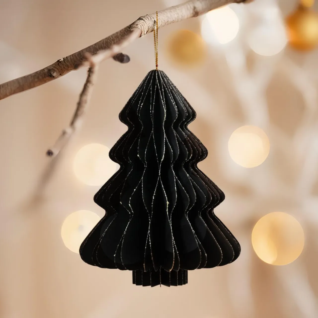 KAEMINGK Sapin en papier à suspendre (H15 cm) fermeture Magnétique Noir