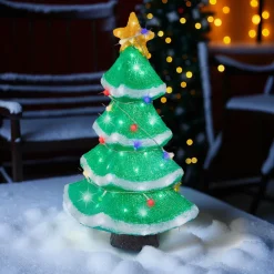 EMINZA Sapin lumineux 120 LED (H56 cm) Étoile scintillante Blanc froid Vert Best