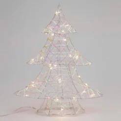 KOOPMAN Sapin lumineux à piles 30 LED (H40 cm) Féerie de Noël Irisé et blanc chaud Transparent irisé New