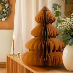 KAEMINGK Sapin papier à poser (H60 cm) Fermeture Magnétique Brun café Hot