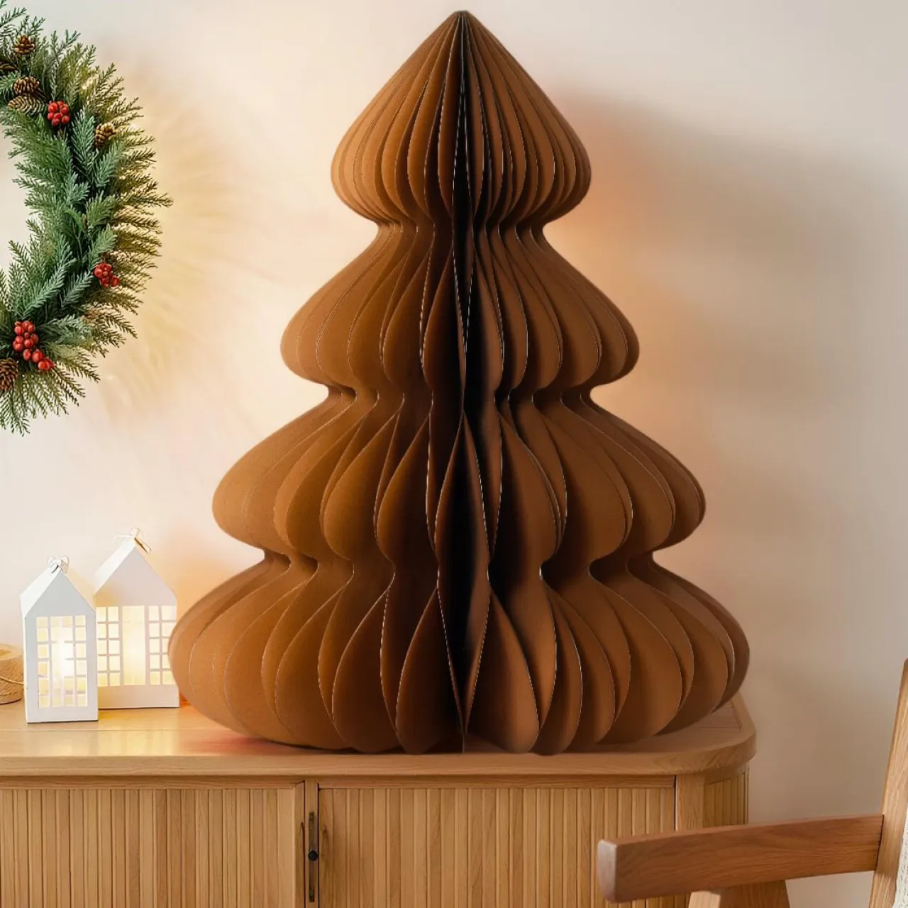 KAEMINGK Sapin papier à poser (H90 cm) Fermeture Magnétique Brun café Discount