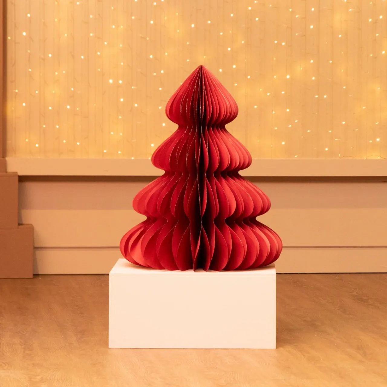 KAEMINGK Sapin papier à poser (H90 cm) Fermeture Magnétique Rouge Clearance