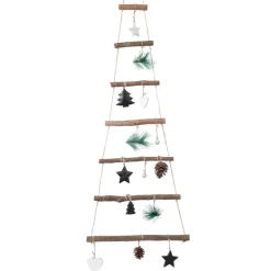 KAEMINGK Sapin à suspendre en bois (H90 cm) Décoré Naturel Outlet