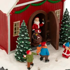 JJA Scène de vie illuminée et animée (H18 cm) Père Noël et enfants Multicolore Sale