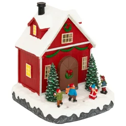 JJA Scène de vie illuminée et animée (H18 cm) Père Noël et enfants Multicolore Sale