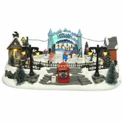 KAEMINGK Scène de vie illuminée et musicale Patinoire extérieure Discount