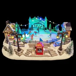 KAEMINGK Scène de vie illuminée et musicale Patinoire extérieure Discount
