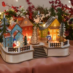 BLACHERE Scène de vie illuminée 10 LED (H18 cm) Village coloré Multicolore Clearance