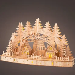 KAEMINGK Scène de vie lumineuse à piles en bois (44 x H26 cm) Paysage nordique New