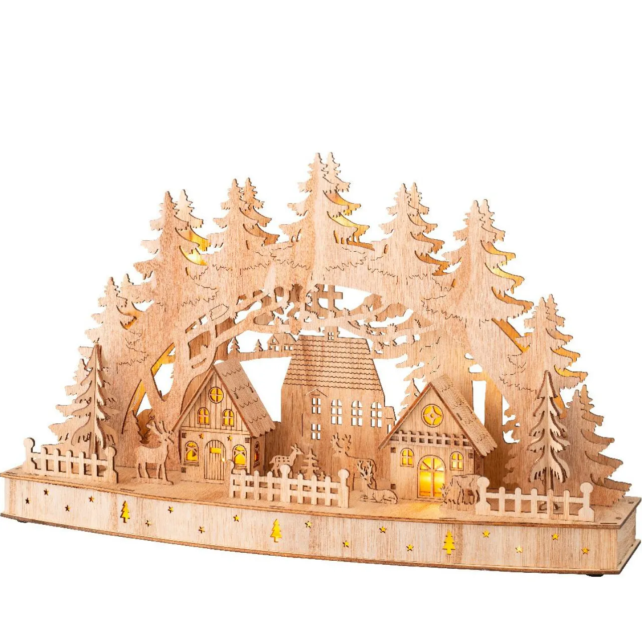 KAEMINGK Scène de vie lumineuse à piles en bois (44 x H26 cm) Paysage nordique New