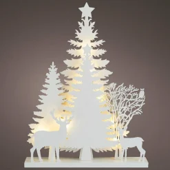 KAEMINGK Scène lumineuse en bois à piles (H40 cm) Forêt Blanc chaud