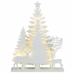KAEMINGK Scène lumineuse en bois à piles (H40 cm) Forêt Blanc chaud