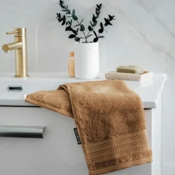 EMINZA Serviette de bain coton bio (30 x 50 cm) Méline Camel Sale