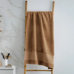EMINZA Serviette de bain coton bio (70 x 130 cm) Méline Camel New