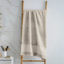 EMINZA Serviette de bain coton bio (70 x 130 cm) Méline pampa Beige Discount