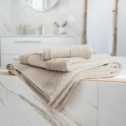 EMINZA Serviette de bain coton bio (50 x 90 cm) Méline pampa Beige Hot