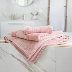 EMINZA Serviette de bain coton bio (50 x 90 cm) Méline Rose Pêche Hot