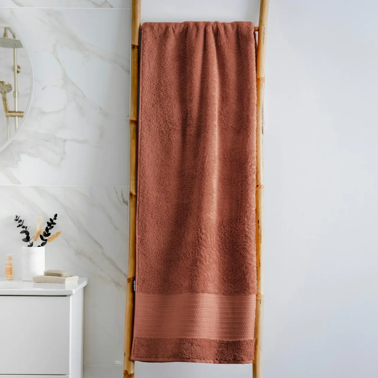 EMINZA Serviette de bain coton bio (90 x 150 cm) Méline Terracotta Clearance