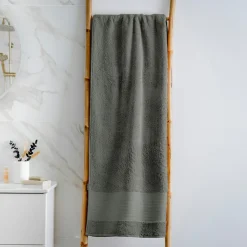 EMINZA Serviette de bain coton bio (90 x 150 cm) Méline Vert romarin Hot