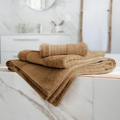 EMINZA Serviette de bain coton bio (90 x 150 cm) Méline Camel