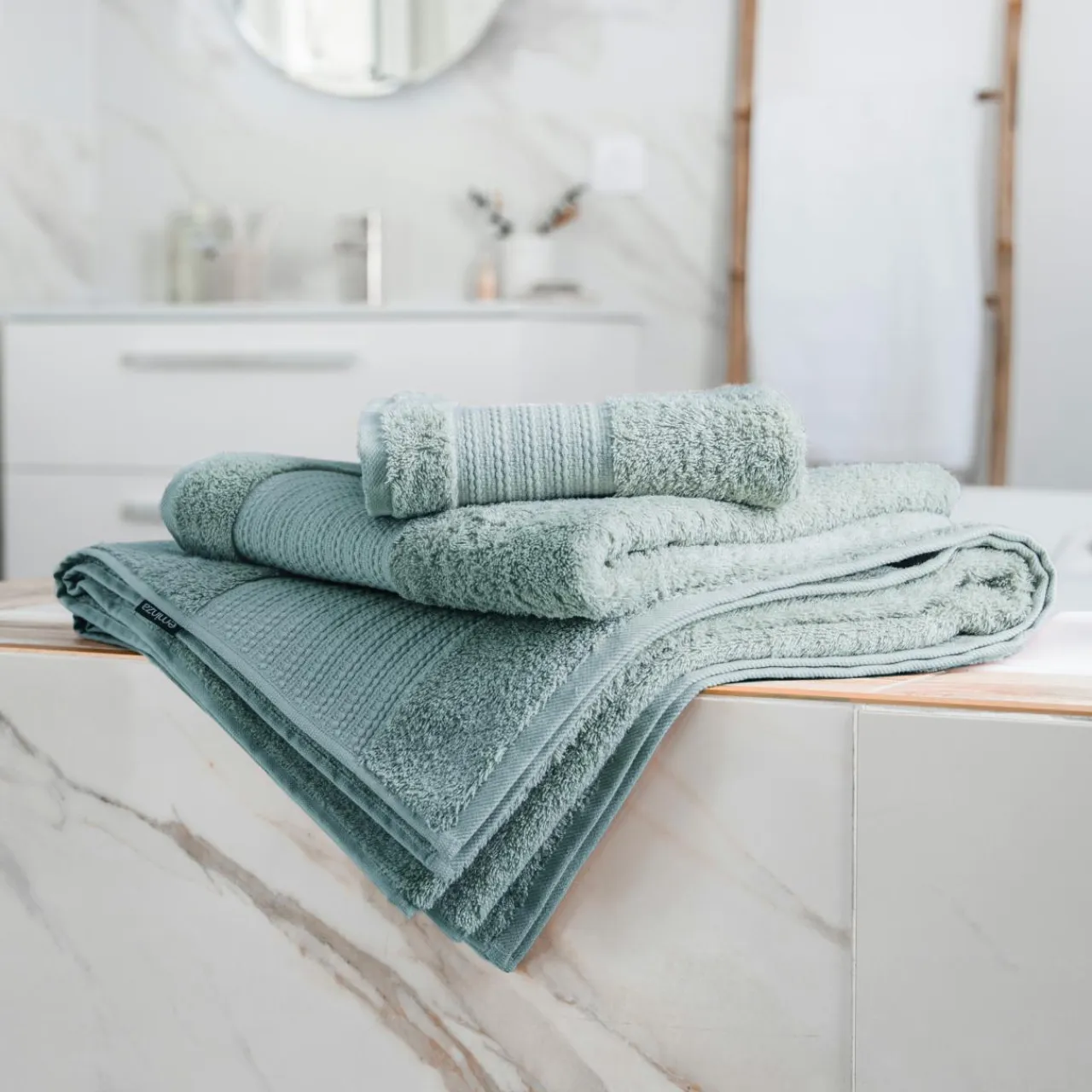 EMINZA Serviette de bain coton bio (50 x 90 cm) Méline Bleu glacier Online