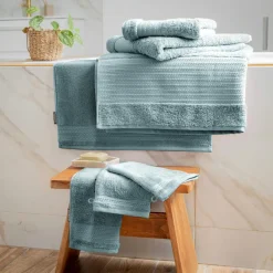 EMINZA Serviette de bain coton bio (50 x 90 cm) Méline Bleu glacier Online