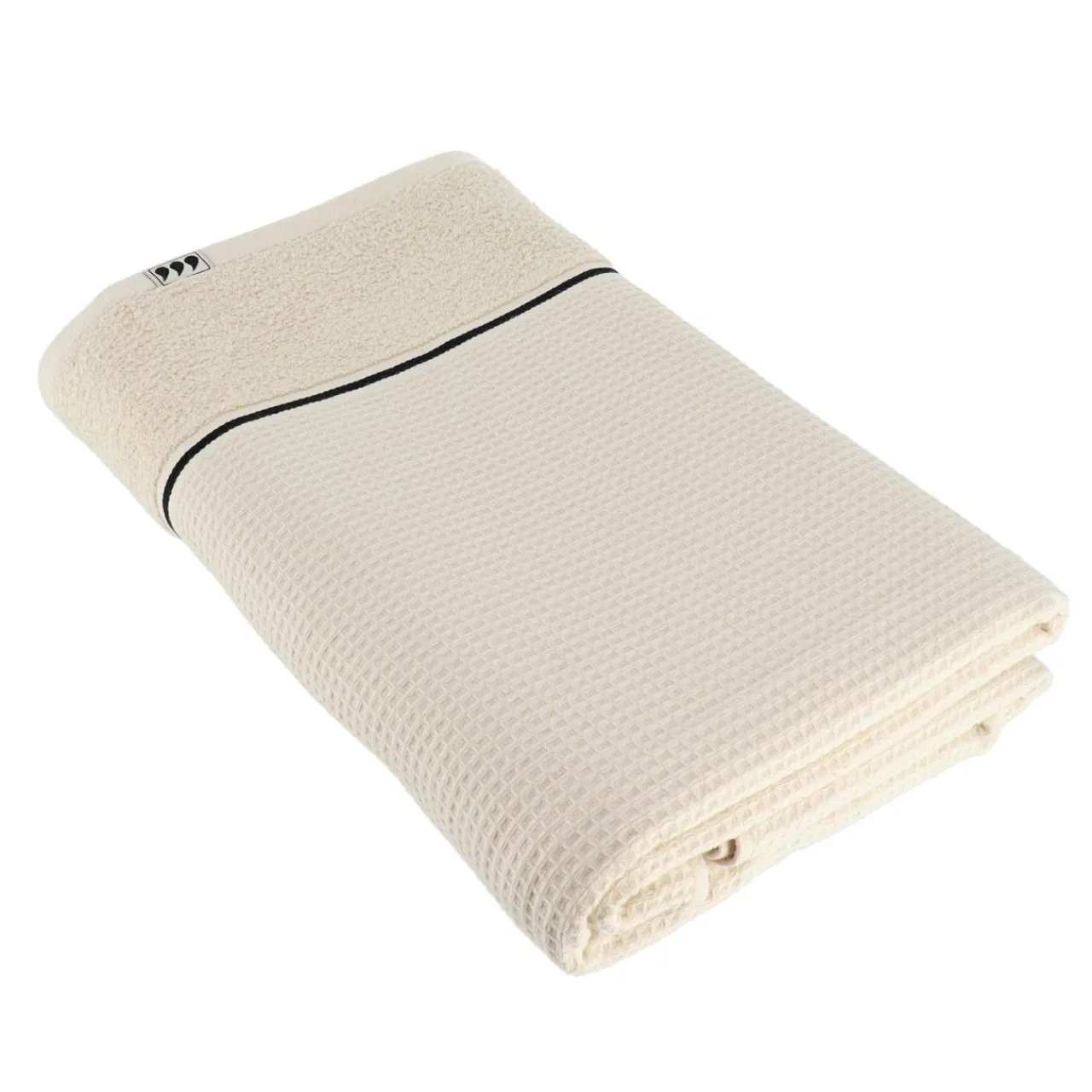 TENDANCE Serviette de bain coton nid d'abeille (90 x 150 cm) Japandi Beige Discount