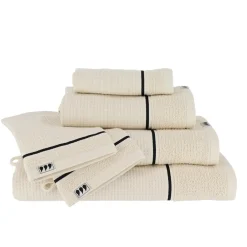 TENDANCE Serviette de bain coton nid d'abeille (70 x 130 cm) Japandi Beige New
