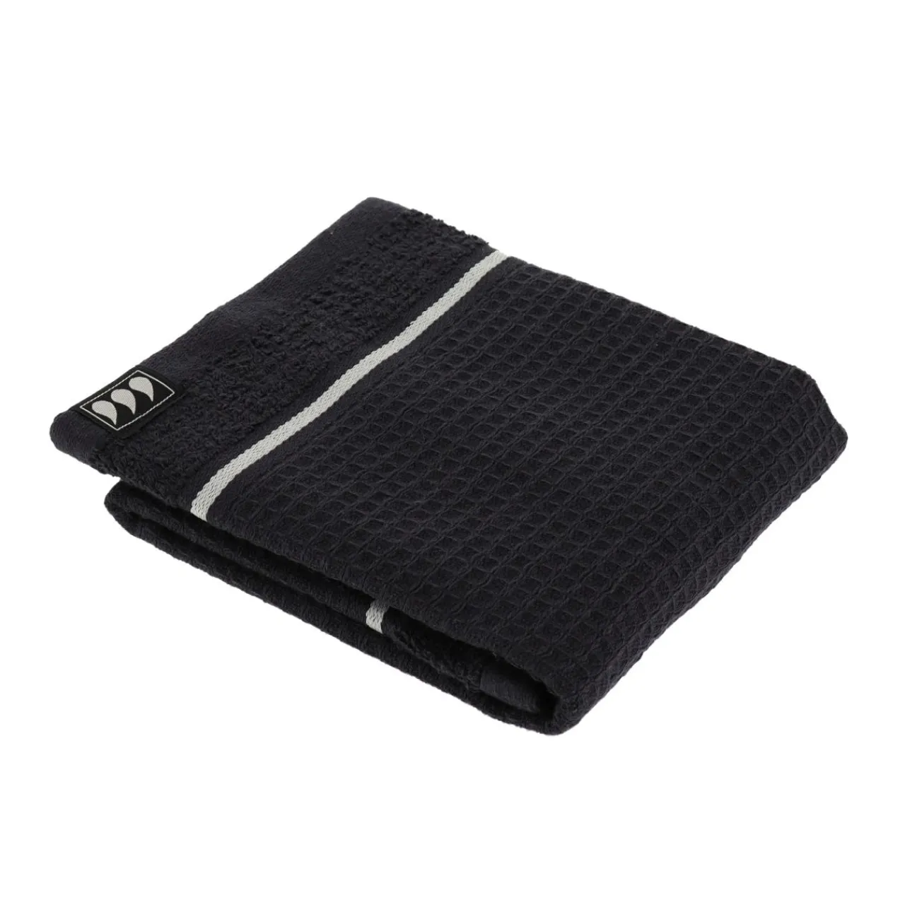 TENDANCE Serviette de bain coton nid d'abeille (30 x 50 cm) Japandi Noir Outlet