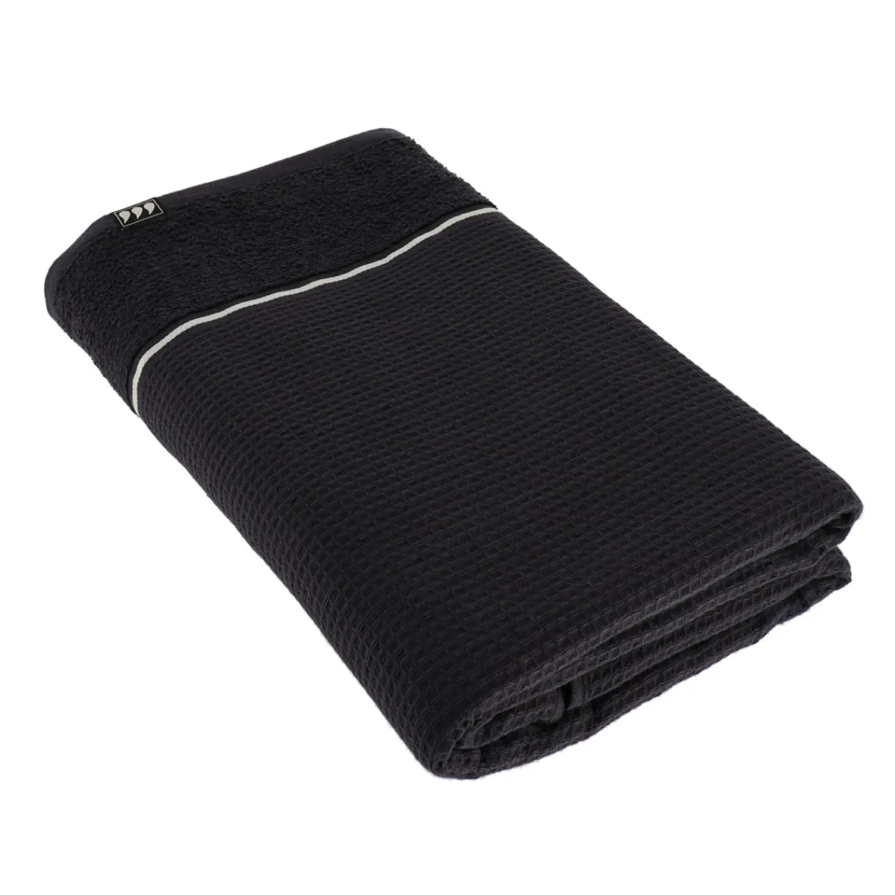TENDANCE Serviette de bain coton nid d'abeille (90 x 150 cm) Japandi Noir Outlet