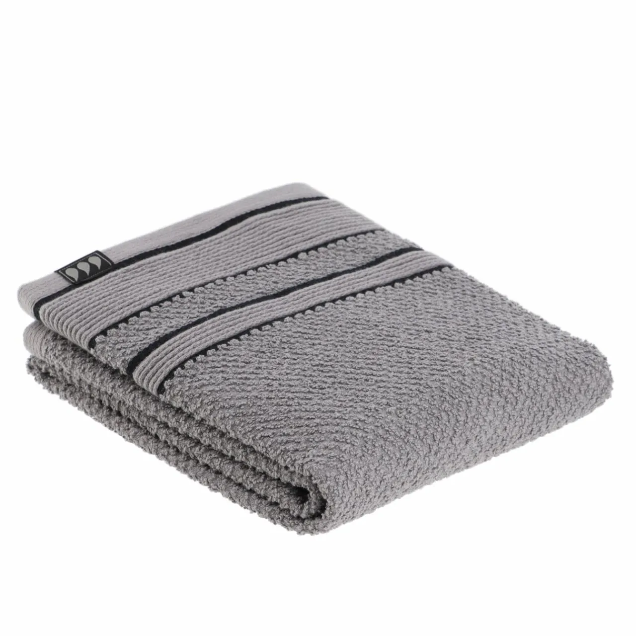 TENDANCE Serviette de bain coton (50 x 90 cm) Black Line / noir Gris New