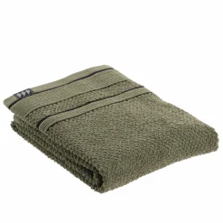 TENDANCE Serviette de bain coton (50 x 90 cm) Black Line / noir Vert kaki Discount