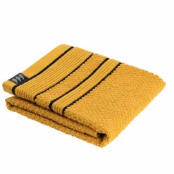 TENDANCE Serviette de bain coton (30 x 50 cm) Black Line / noir Jaune ocre