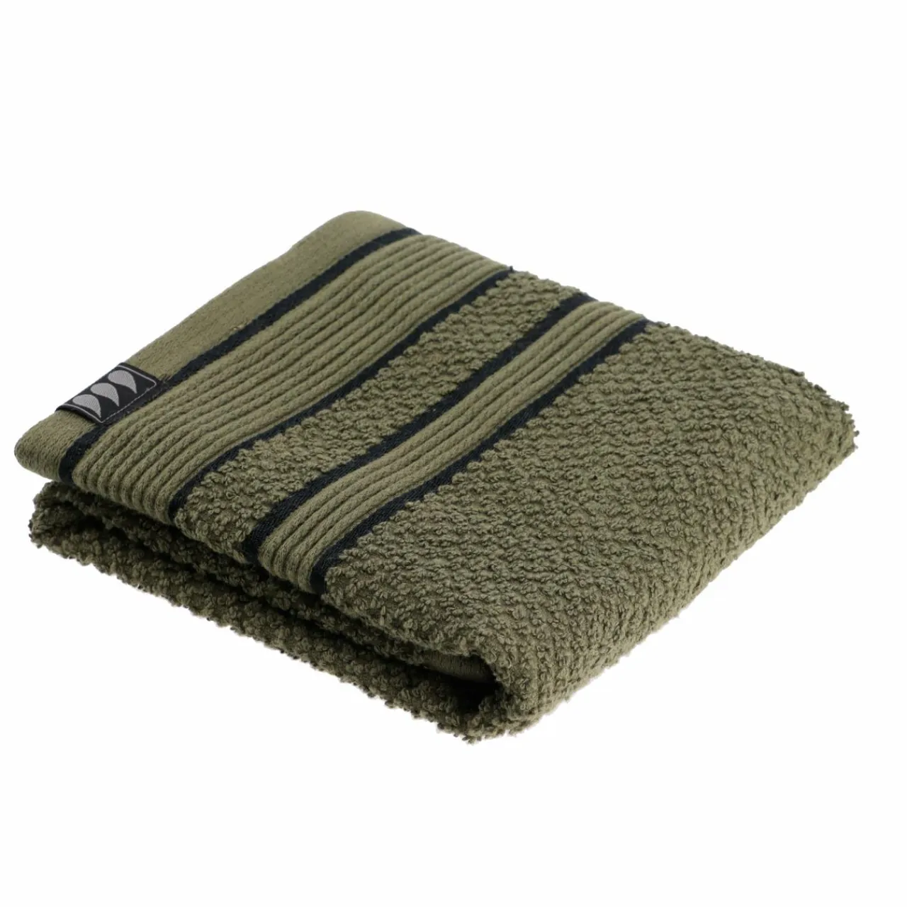 TENDANCE Serviette de bain coton (30 x 50 cm) Black Line / noir Vert kaki Hot