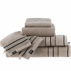 TENDANCE Serviette de bain coton (90 x 150 cm) Black Line / noir Gris ficelle Online