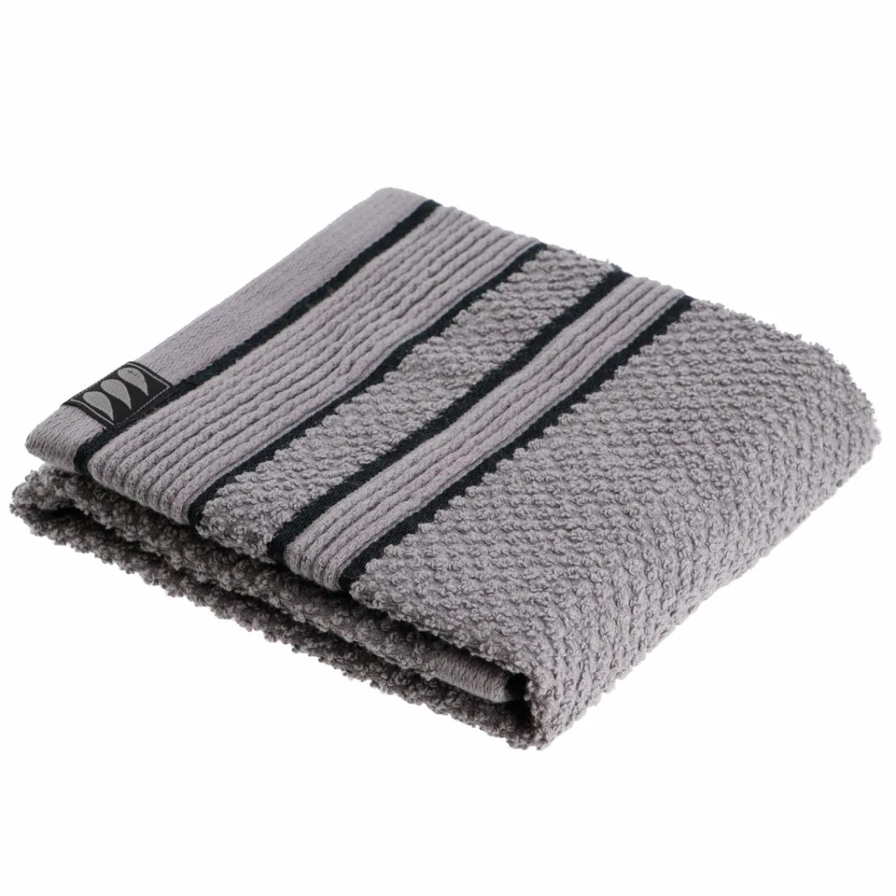 TENDANCE Serviette de bain coton (30 x 50 cm) Black Line / noir Gris Outlet