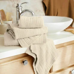 EMINZA Serviette de bain gaze de coton (30 x 50 cm) Gaïa pampa Beige Online