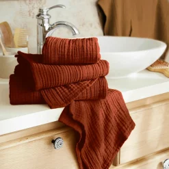 EMINZA Serviette de bain gaze de coton (90 x 150 cm) Gaïa Terracotta Clearance