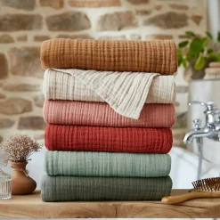 EMINZA Serviette de bain gaze de coton (90 x 150 cm) Gaïa Vert romarin New