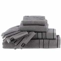 TENDANCE Serviette de bain (90 x 150 cm) Black Line / noir Gris Outlet