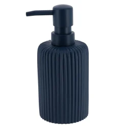 TENDANCE Set d'accessoires salle de bain résine Strié Bleu marine Online